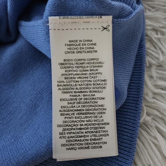 NWT Polo Ralph Lauren Cotton Embroidered Logo Crewneck Sweater Blue Mens XL - Picture 14 of 16